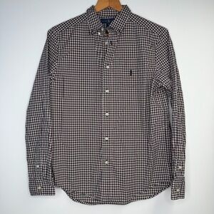 Ralph‎ Lauren Boys Size XL 18-20 Button Down Long Sleeve Shirt Navy Red Plaid